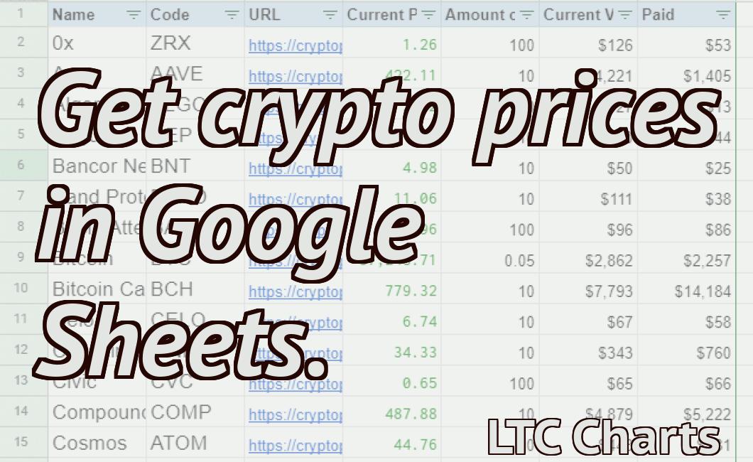 Get crypto prices in Google Sheets.