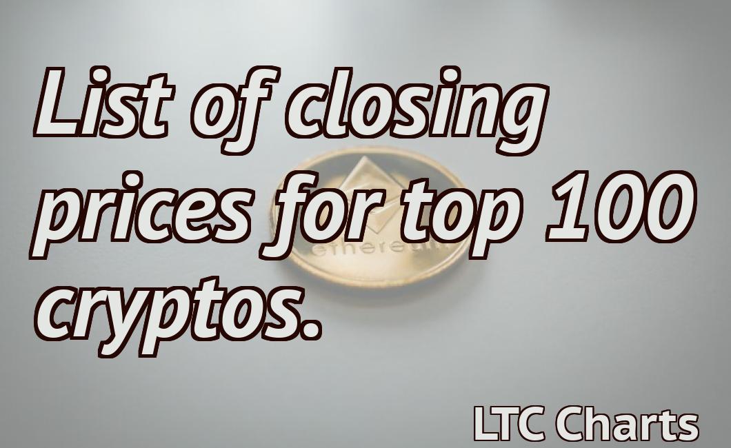 list of closing prices for top 100 crypto